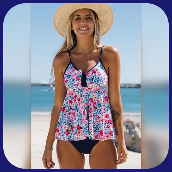 BEACHSISSI || Animal Floral Print Ruffled Tankini Set (SIZE XL) - Picture 2 of 6